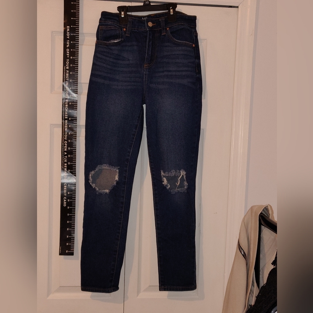Women's Blue Distressed Jeans - Picture 9 of 13